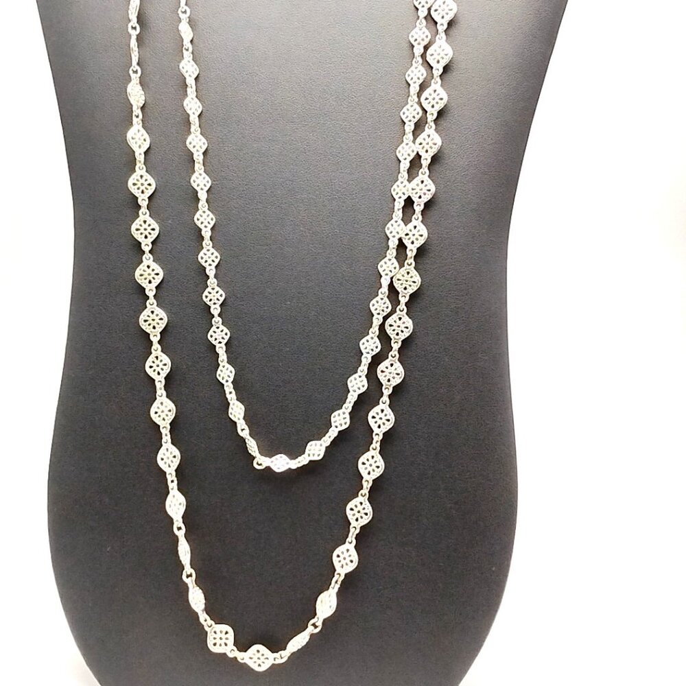 Stella and Dot 66" Filigree Convertible Silver-tone Station Necklace or Belt